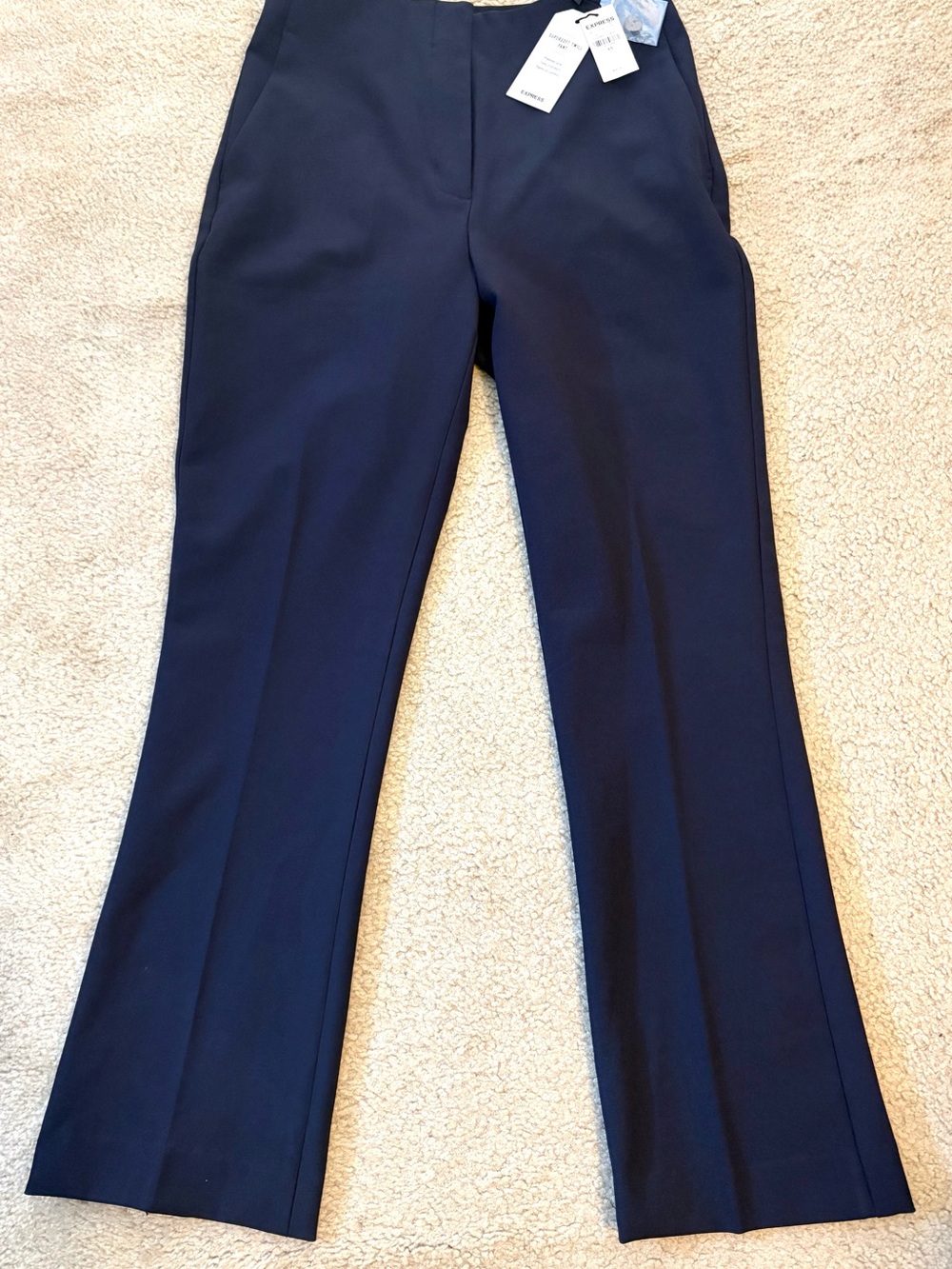 Express Navy Straight-Leg Dress Trousers